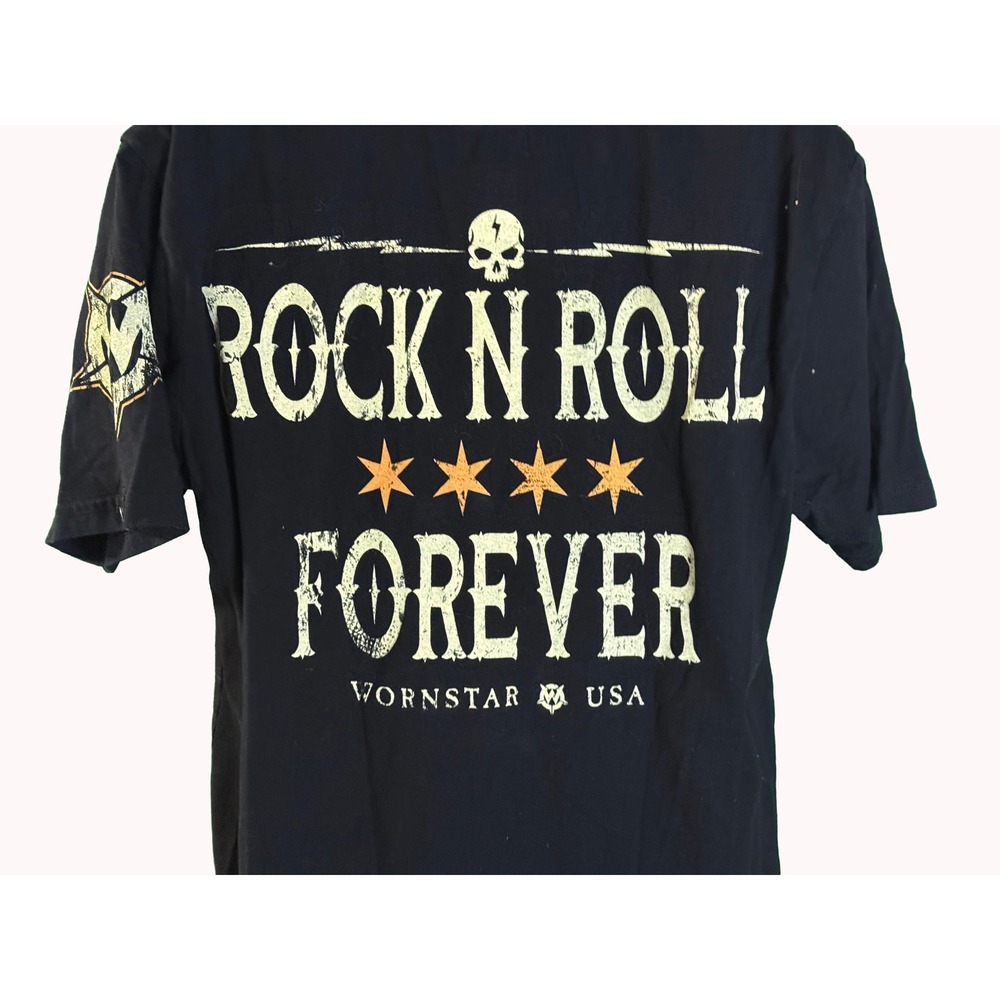 Wornstar Rock N Roll Forever T-Shirt Mens XL Black Skull Graphic Artist Asylum - Picture 4 of 7